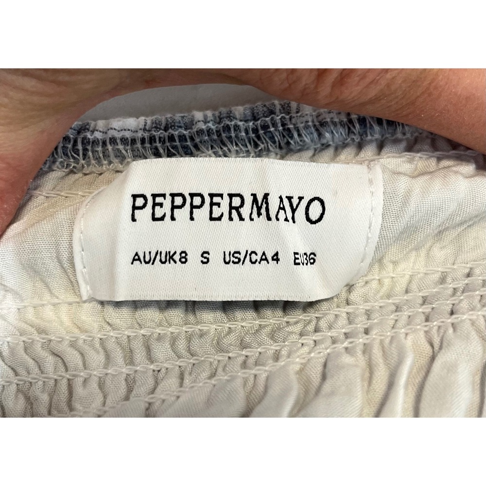 Peppermayo Blue and White Plaid Strapless Maxi Dress - Picture 7 of 10